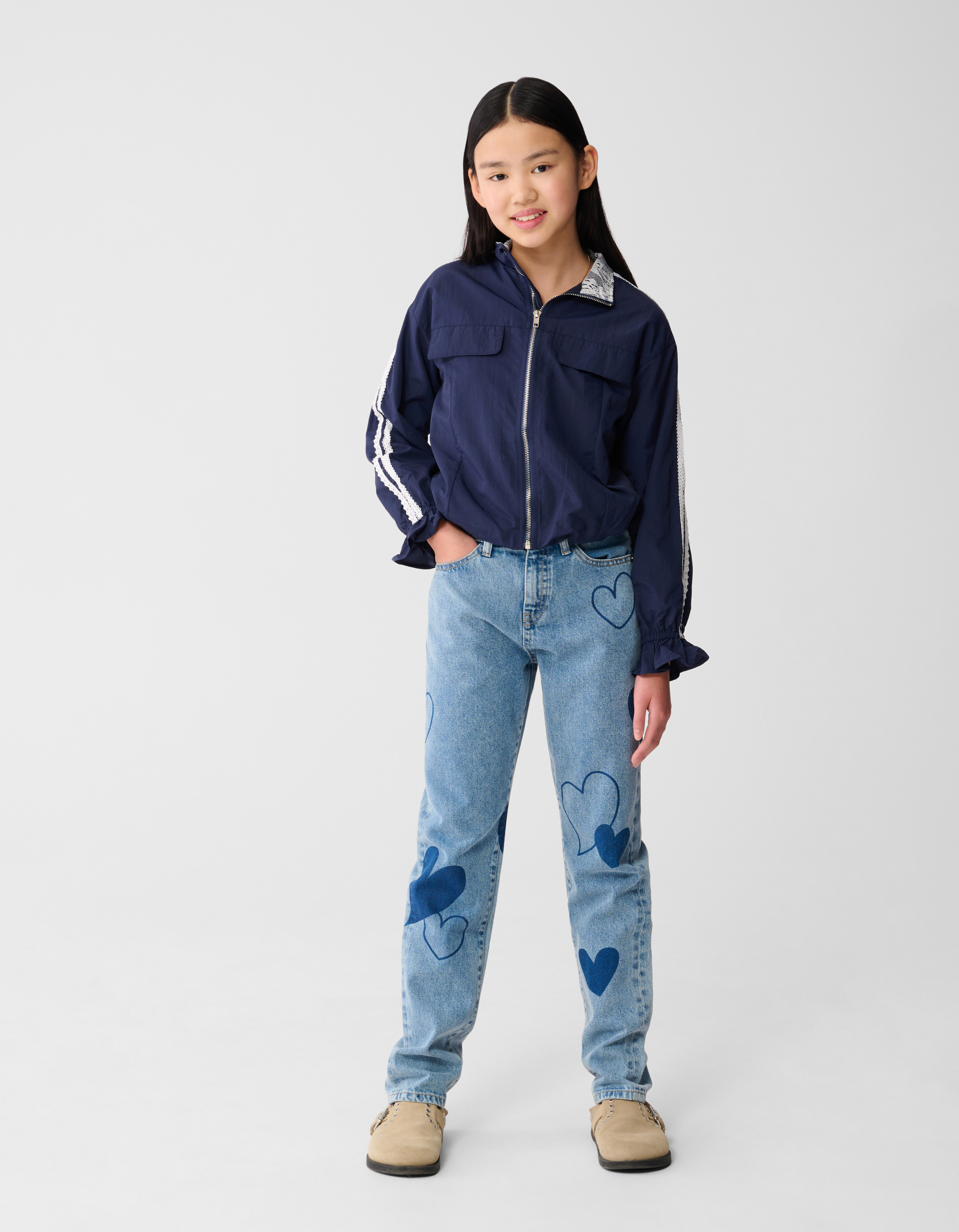 Bedruckte Heart Mom Fit Jeans Blau SHOEBY GIRLS