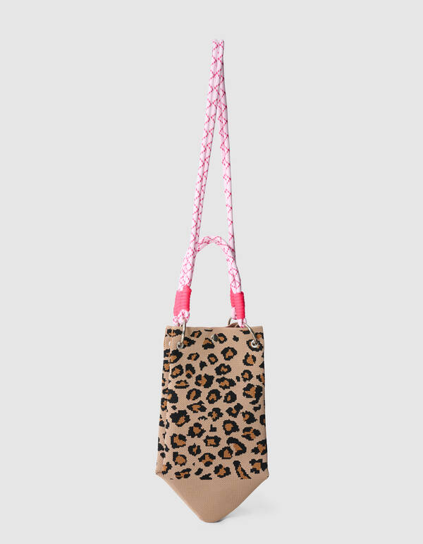 Gestrickte Leoparden-Tasche Hellbraun SHOEBY GIRLS