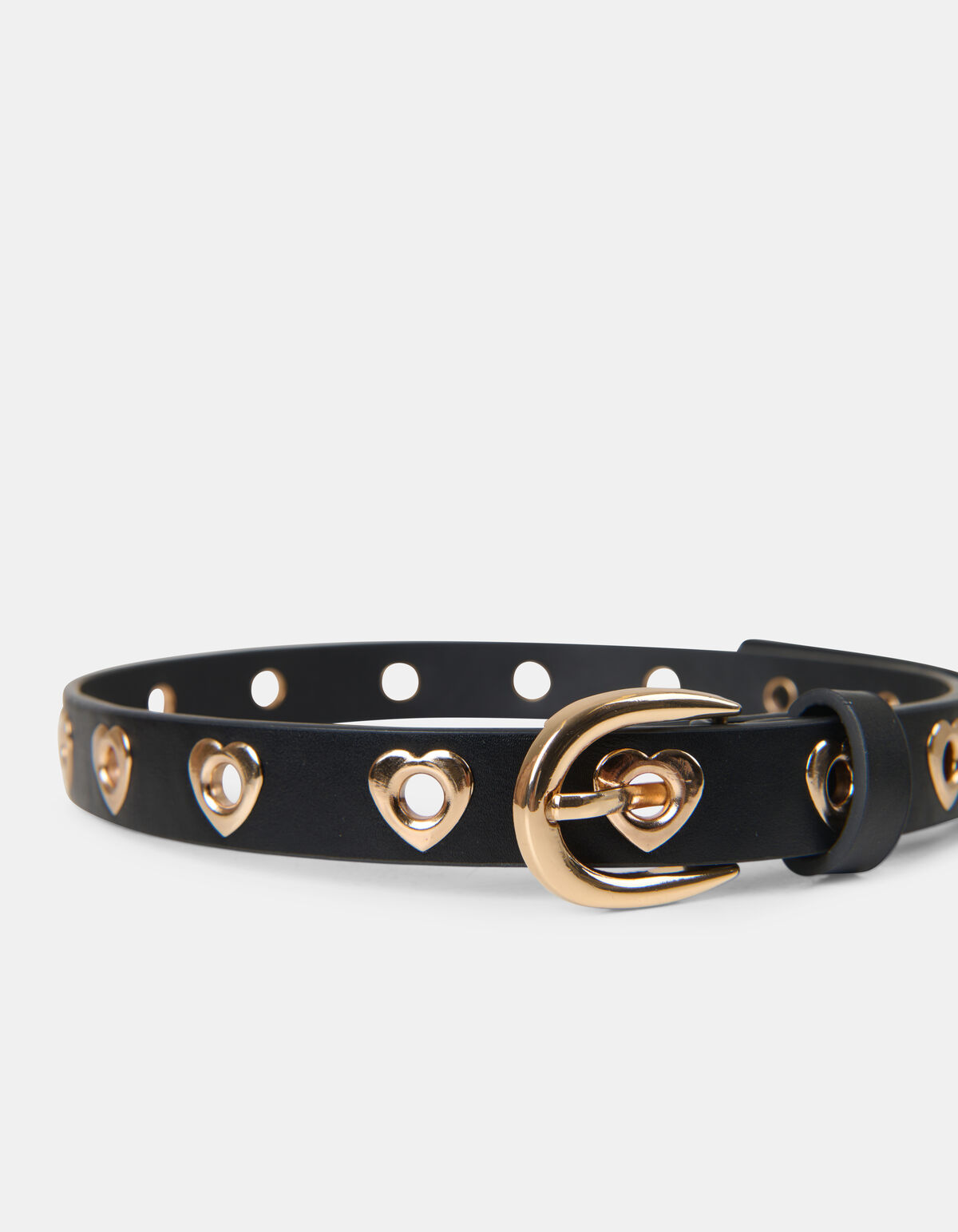 G&uuml;rtel mit goldenen Herzen Schwarz SHOEBY ACCESSOIRES