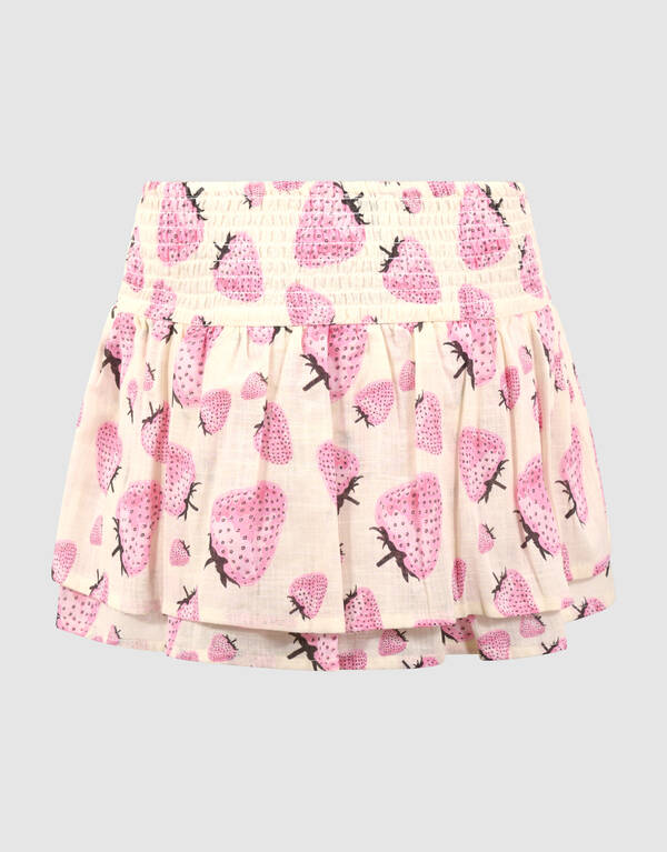 Erdbeerprint Minirock Gebrochen Wei&szlig; SHOEBY GIRLS