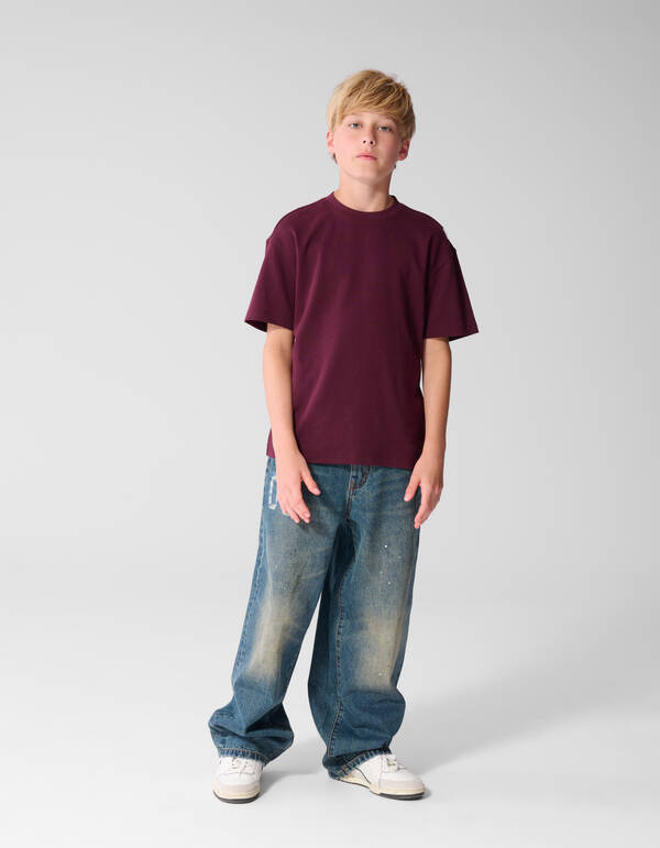 Label-T-Shirt Dunkelrot SHOEBY BOYS