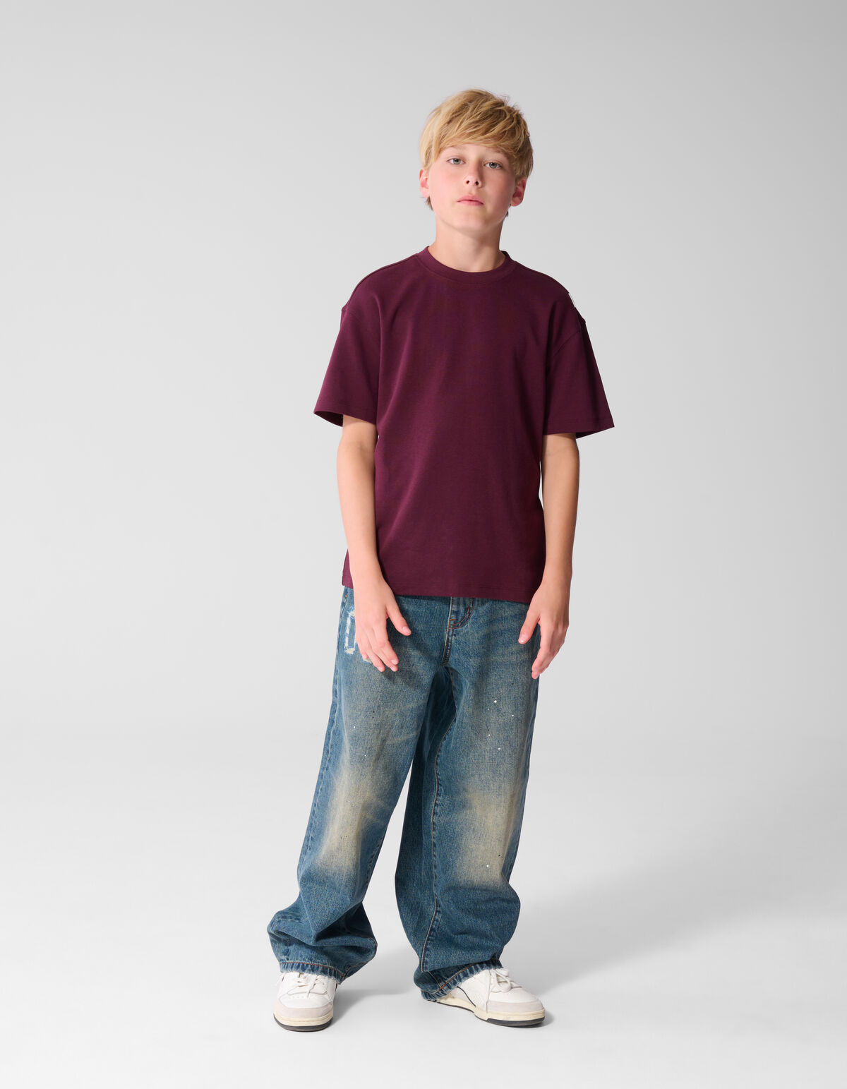 Label-T-Shirt Dunkelrot SHOEBY BOYS