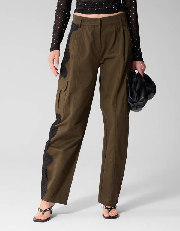 Cargohose mit Schn&uuml;rung Dunkelbraun SHOEBY WOMEN