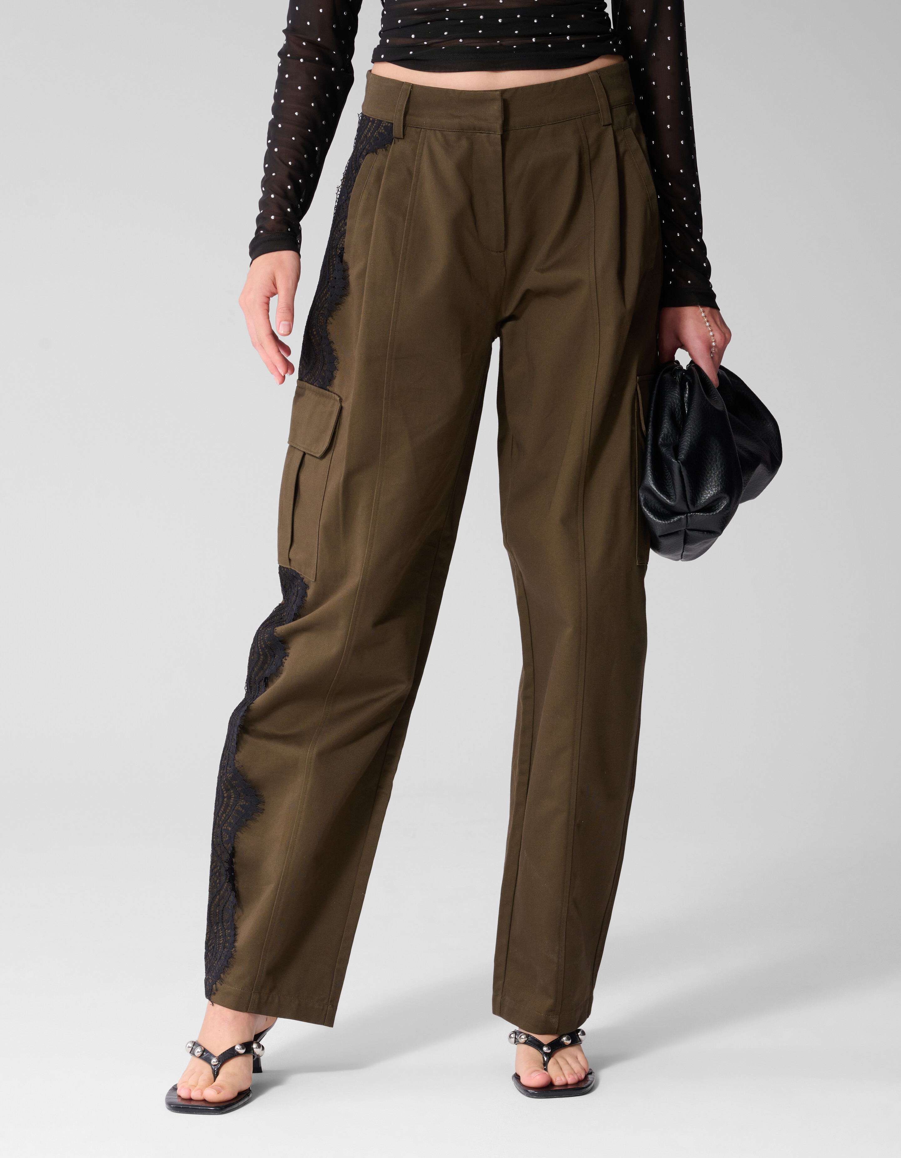 Cargohose mit Schn&uuml;rung Dunkelbraun SHOEBY WOMEN