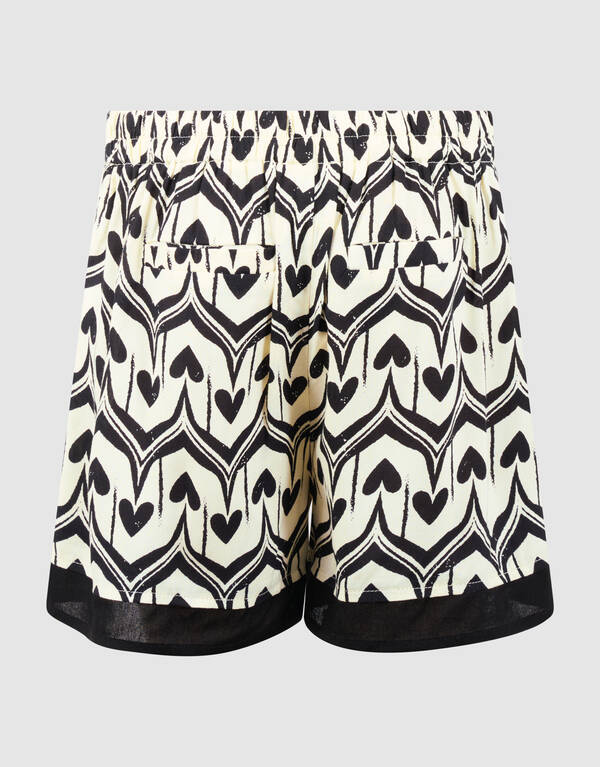 Herz-Print Skort Gebrochen Wei&szlig;/Schwarz SHOEBY GIRLS