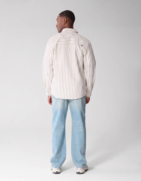Seersucker-Nadelstreifen-Overshirt Off-White SHOEBY MEN