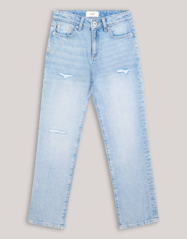 Zerst&ouml;rte Straight Leg Jeans Blauw SHOEBY GIRLS