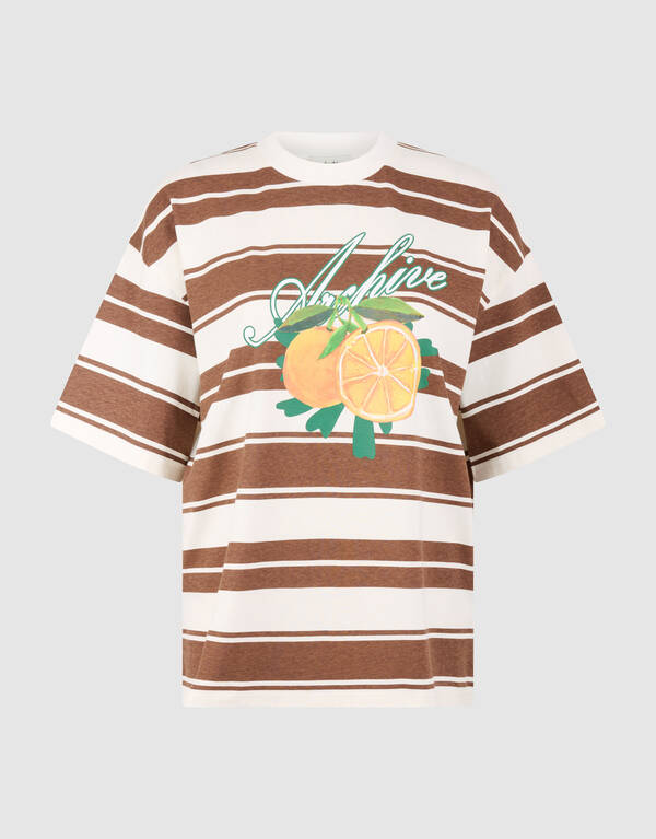 Gestreiftes Kunstwerk T-Shirt Braun SHOEBY WOMEN