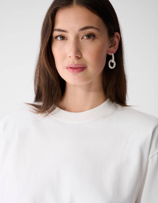 Oversized Basic Langarmshirt Wei&szlig; SHOEBY WOMEN