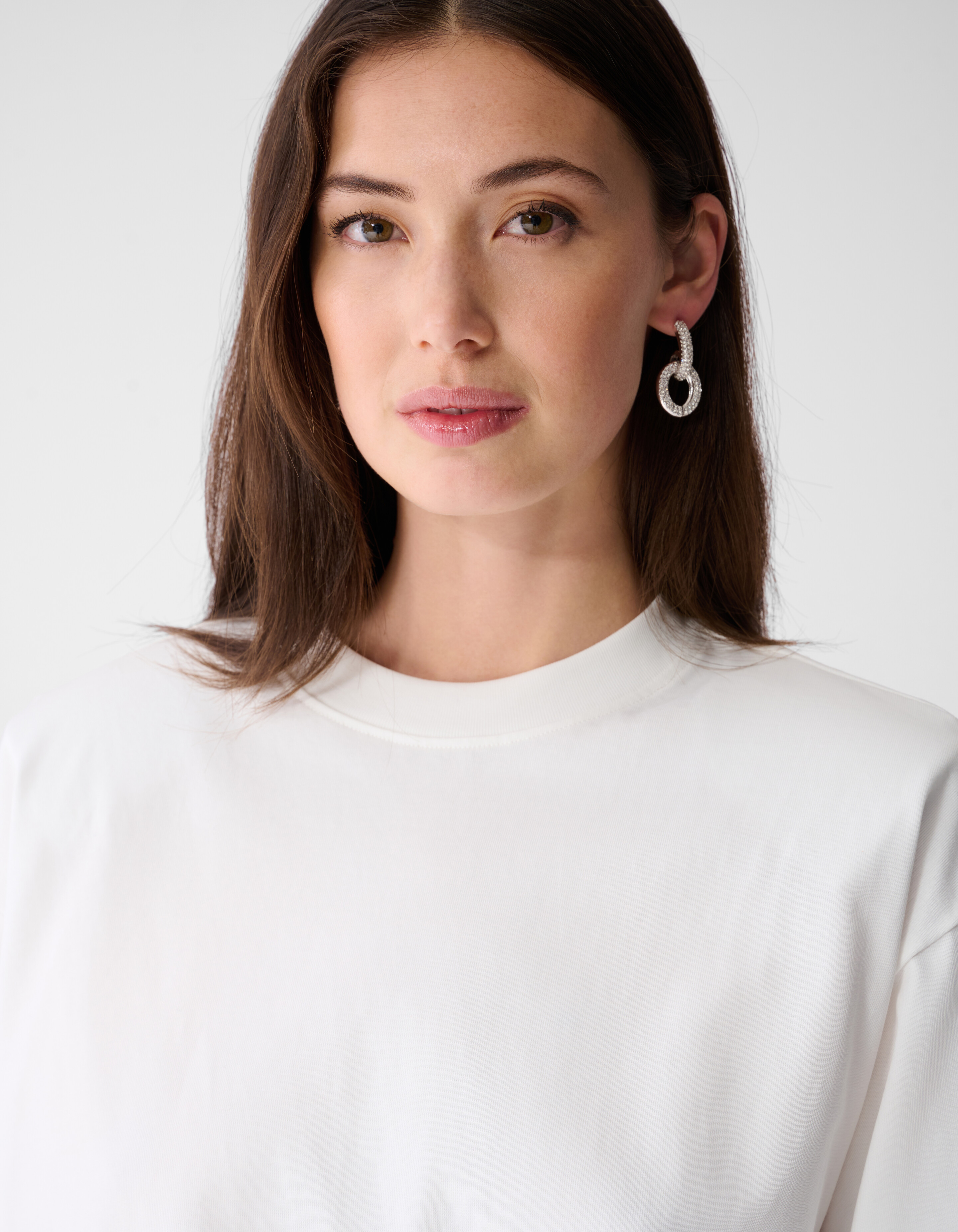 Oversized Basic Langarmshirt Wei&szlig; SHOEBY WOMEN