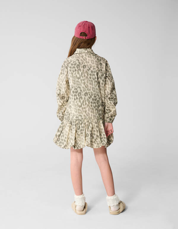 Leopard-Ballon-Minikleid Hellbraun SHOEBY GIRLS