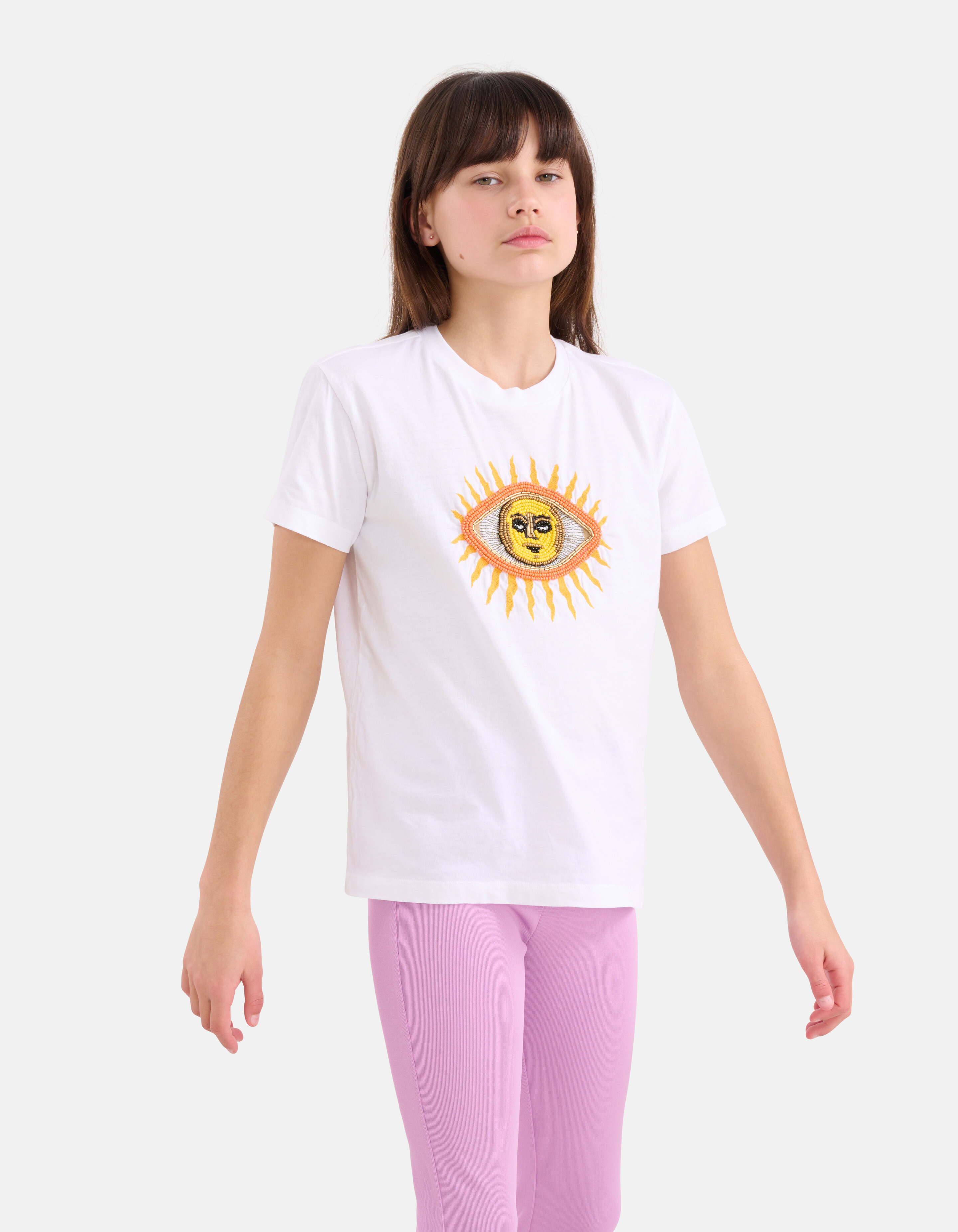 Embroidery T-shirt Wit SHOEBY GIRLS