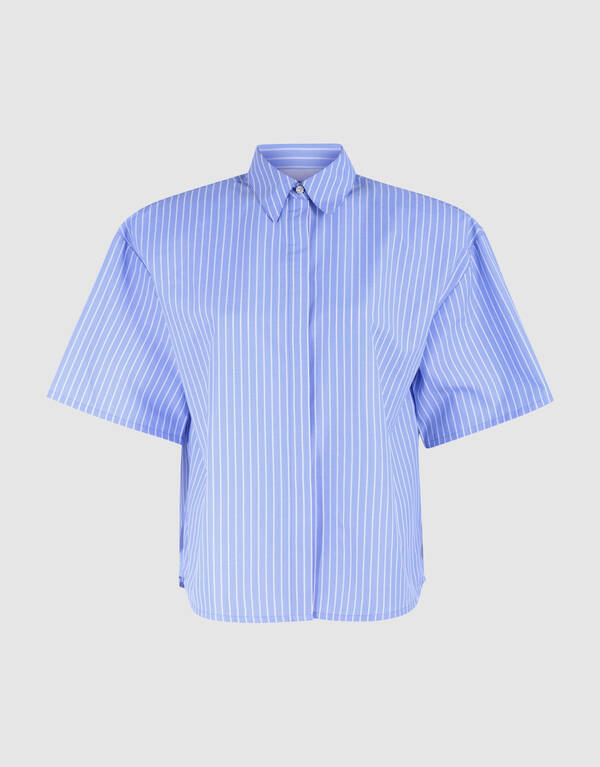 &Uuml;bergro&szlig;e Bluse mit Nadelstreifen Hellblau SHOEBY WOMEN