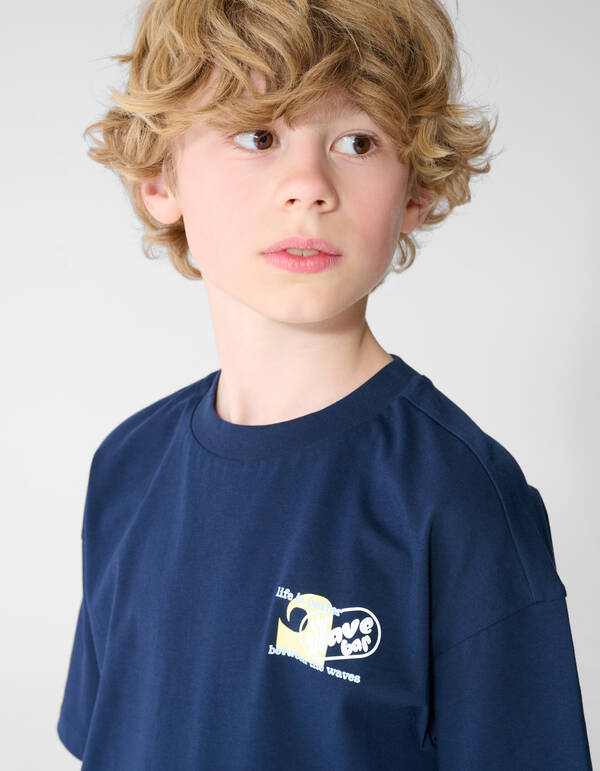 Oversized Waves Artwork T-Shirt Dunkelblau SHOEBY BOYS