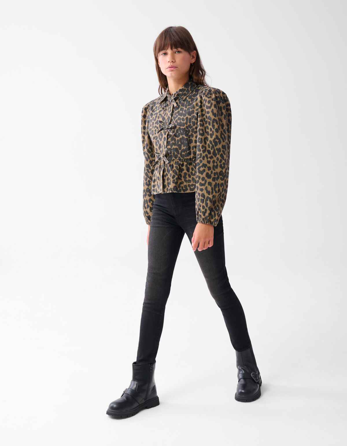 Leopard Schleife Bluse Braun JILL&MITCH