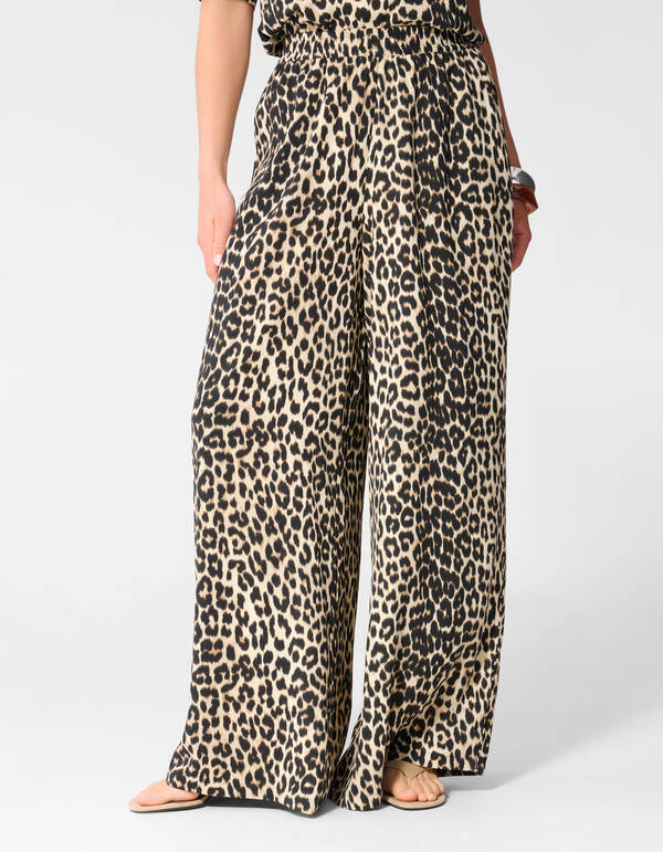 Leopard Twist Weitbein-Hose Braun SHOEBY WOMEN