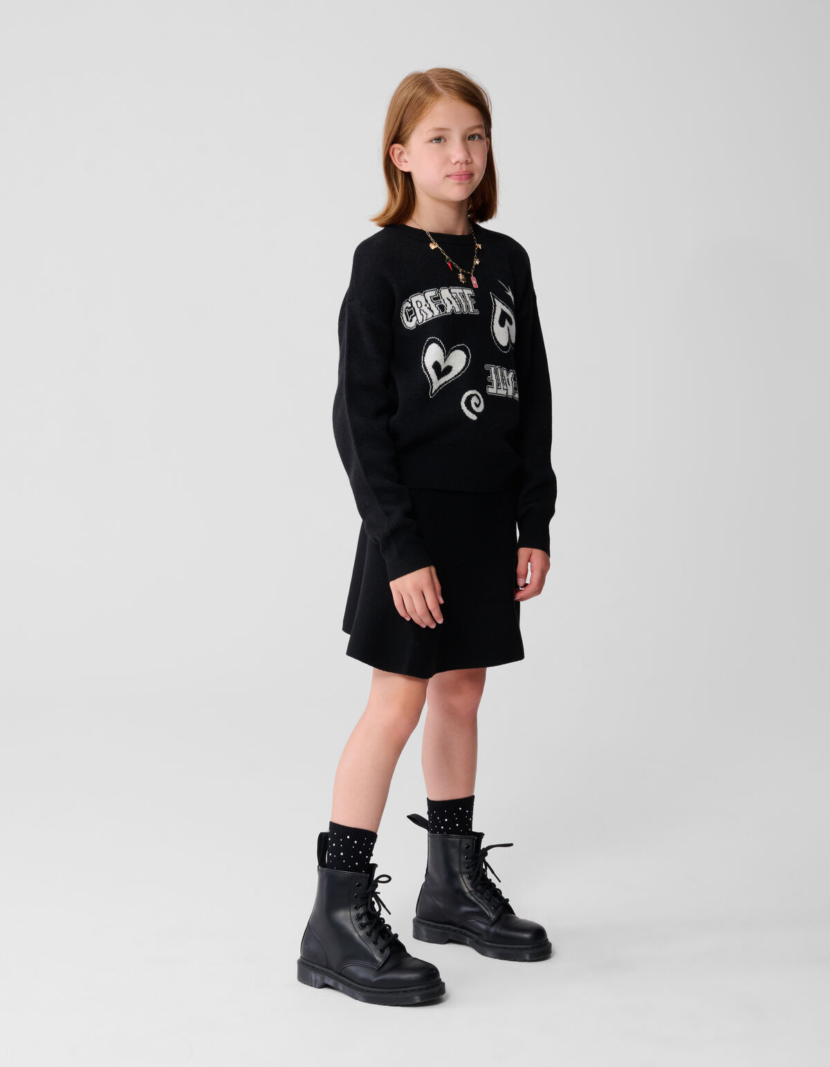 Gestrickter Create Artwork Pullover Schwarz SHOEBY GIRLS