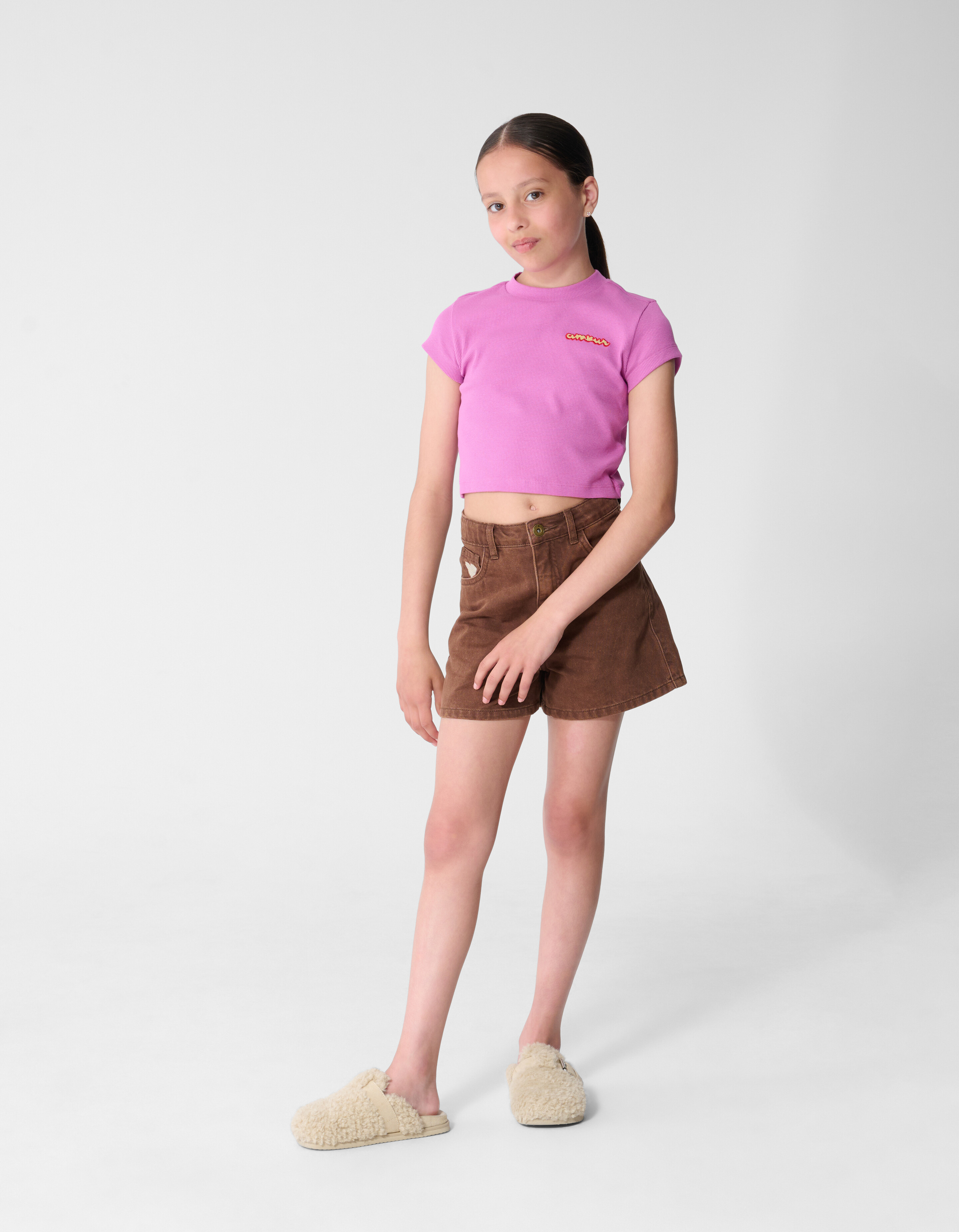 Rib Amour Crop Top Lila SHOEBY GIRLS