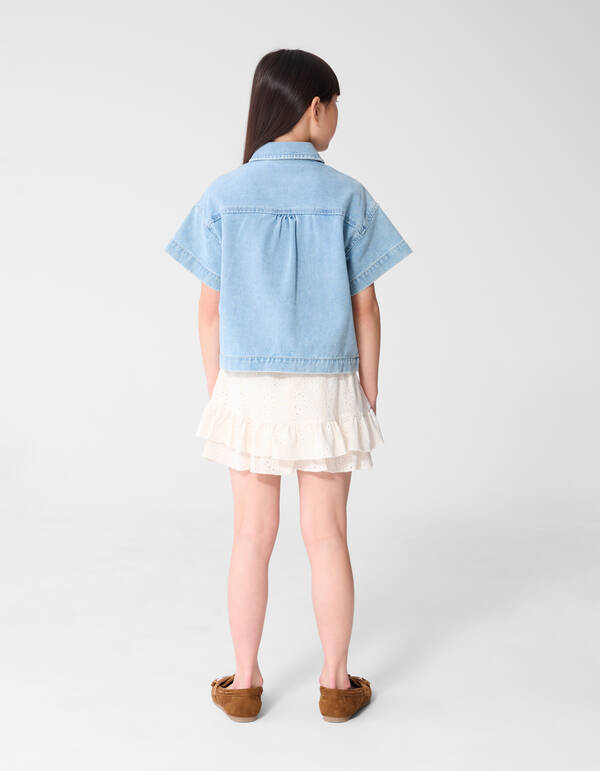 Stickerei R&uuml;schen Skort Wei&szlig; SHOEBY GIRLS