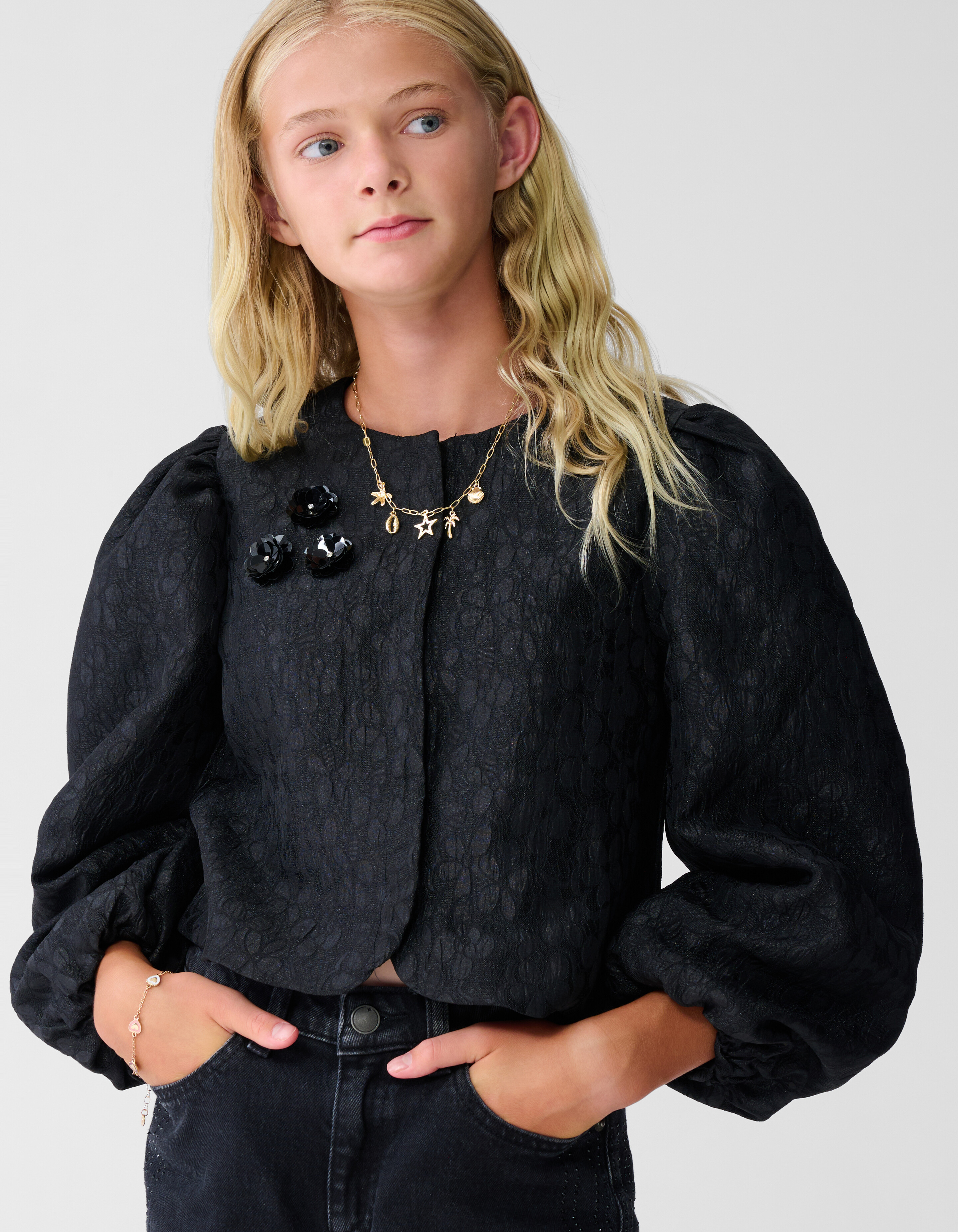 Blazer mit Blumenmuster Schwarz SHOEBY GIRLS