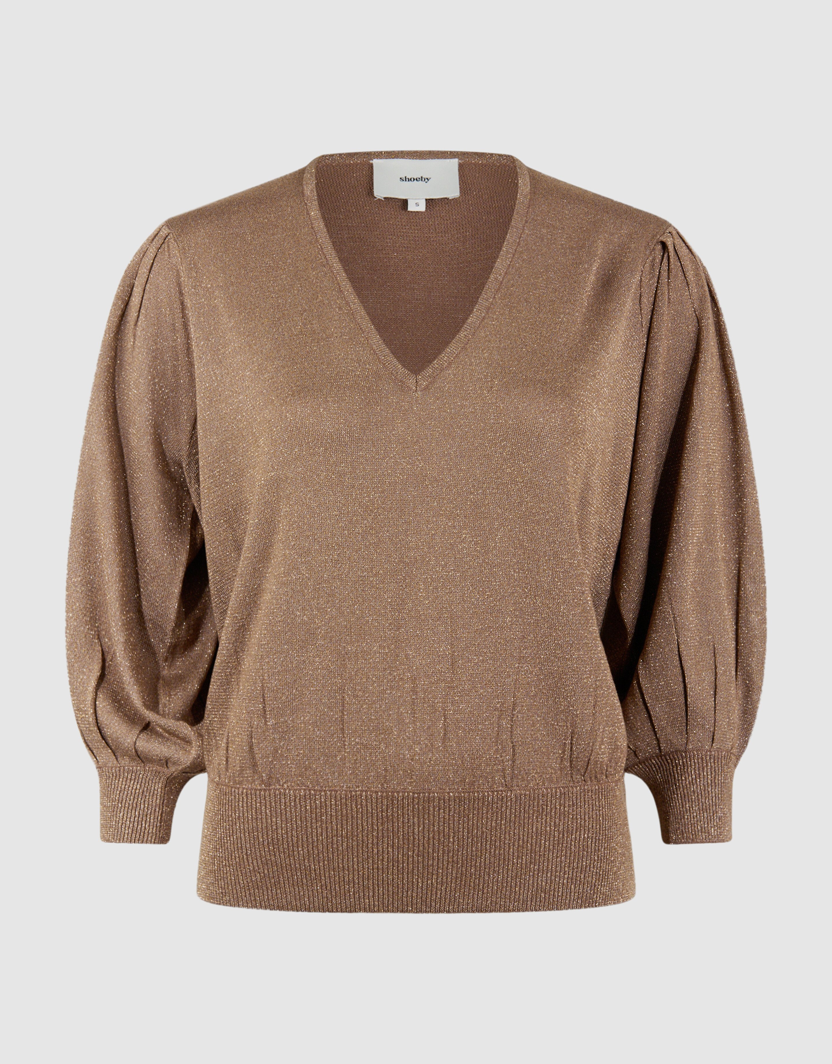 Glitzer-Pullover mit V-Ausschnitt Braun SHOEBY WOMEN