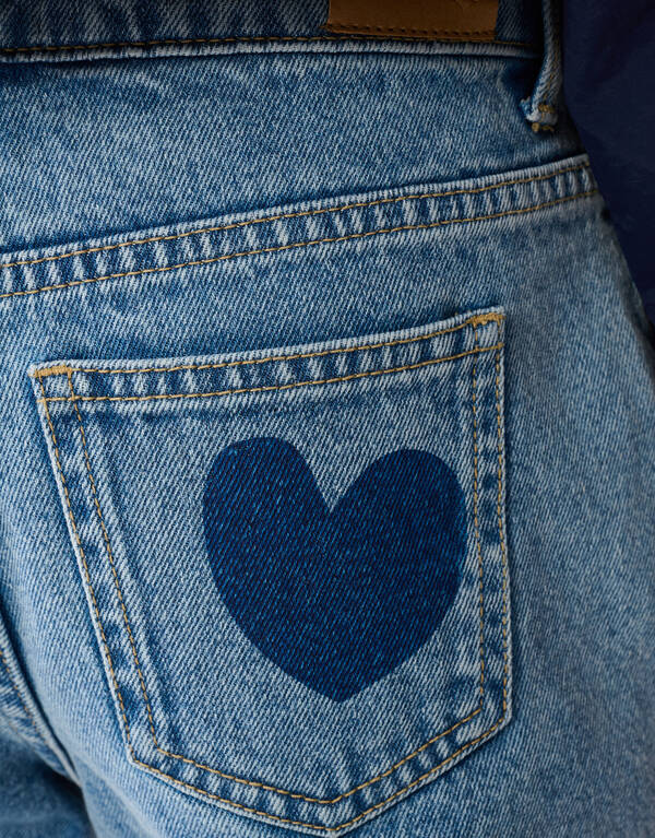 Bedruckte Heart Mom Fit Jeans Blau SHOEBY GIRLS