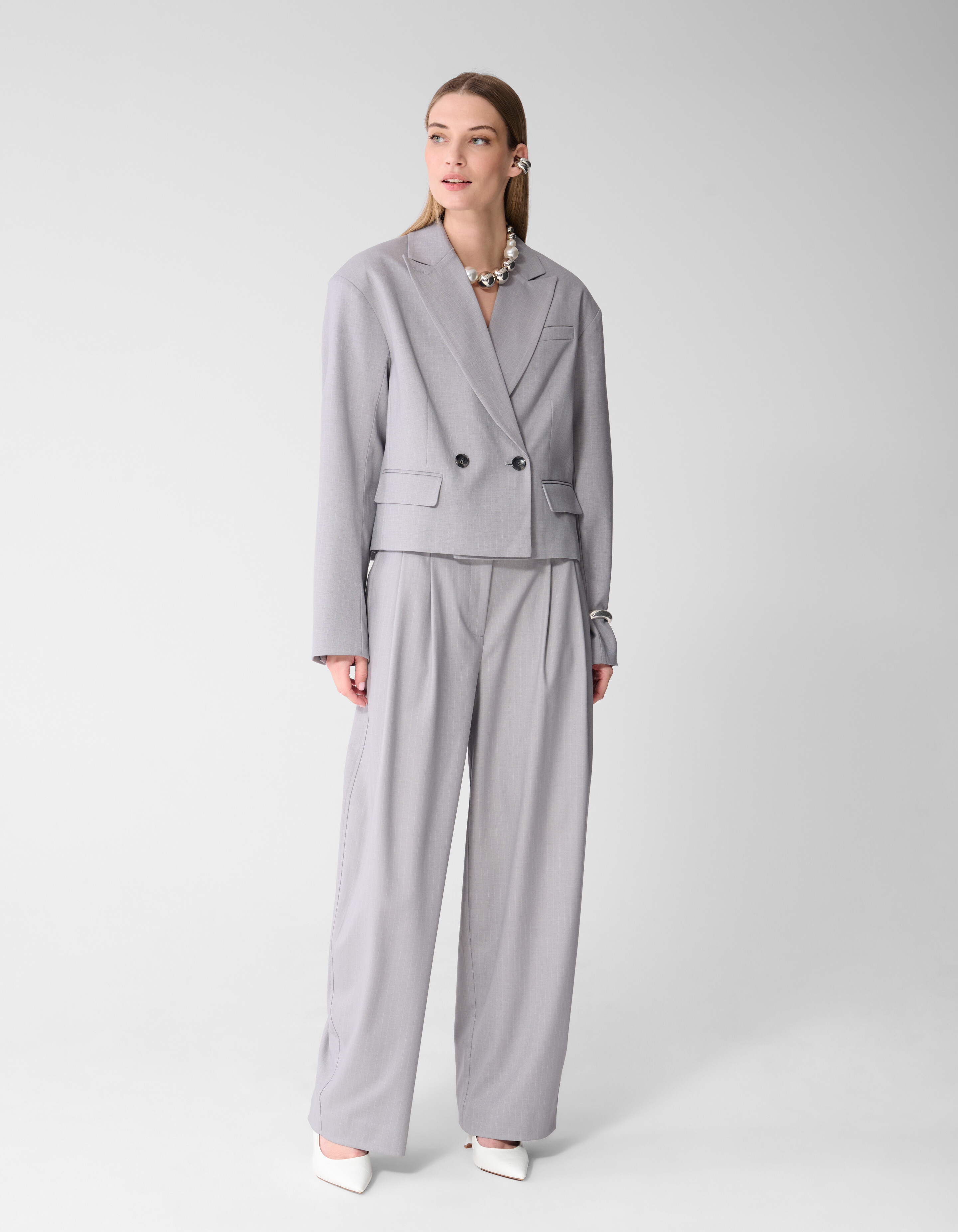 Pinstripe Barrel Fit Hose Hellgrau SHOEBY WOMEN