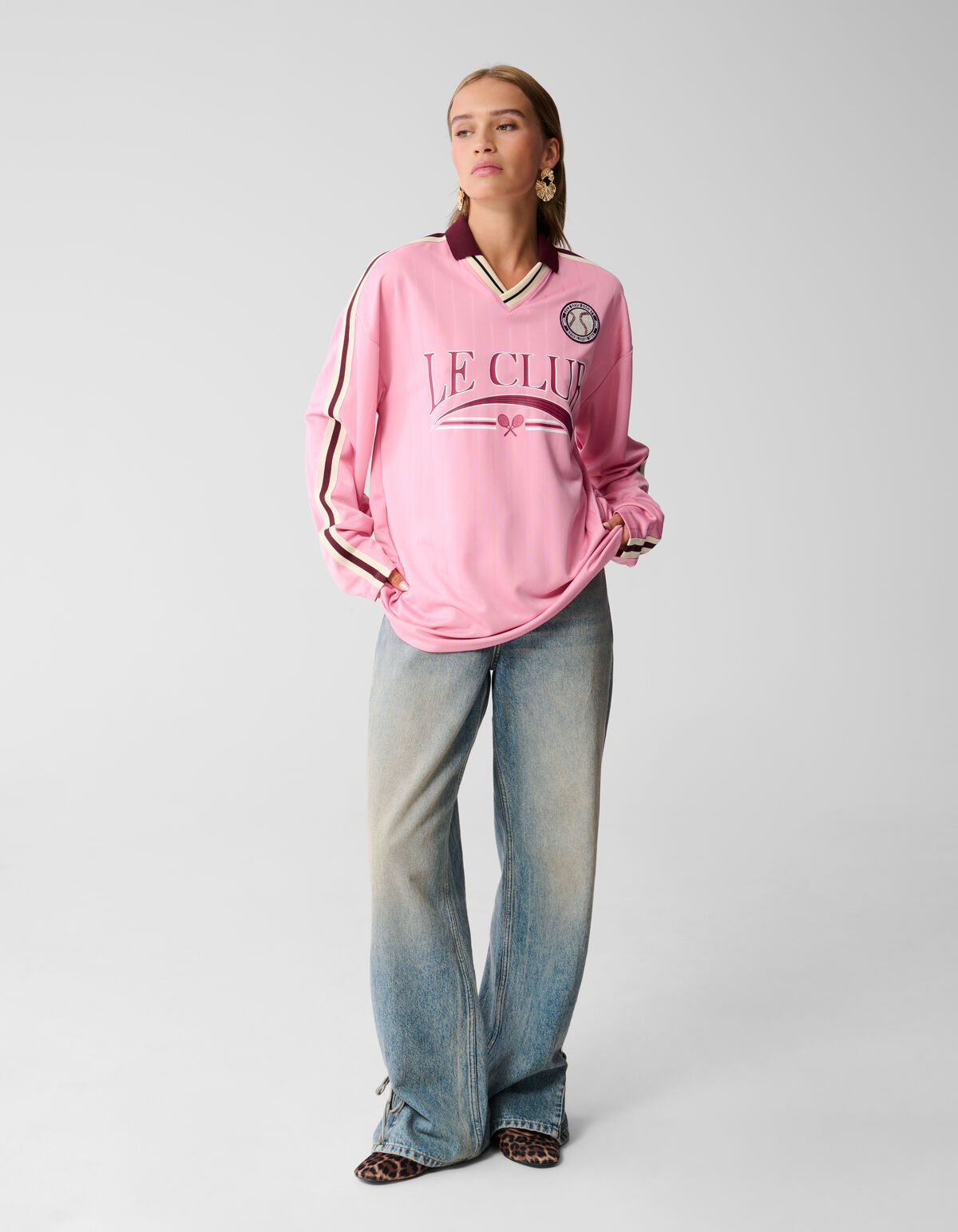 Baseball-T-Shirt in Übergröße Roze SHOEBY WOMEN
