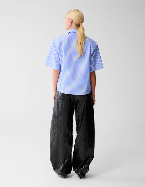 &Uuml;bergro&szlig;e Bluse mit Nadelstreifen Hellblau SHOEBY WOMEN