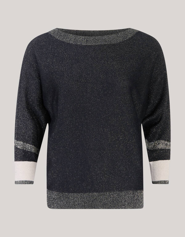 Colorblock Glitter Batwing Pullover Schwarz SHOEBY WOMEN