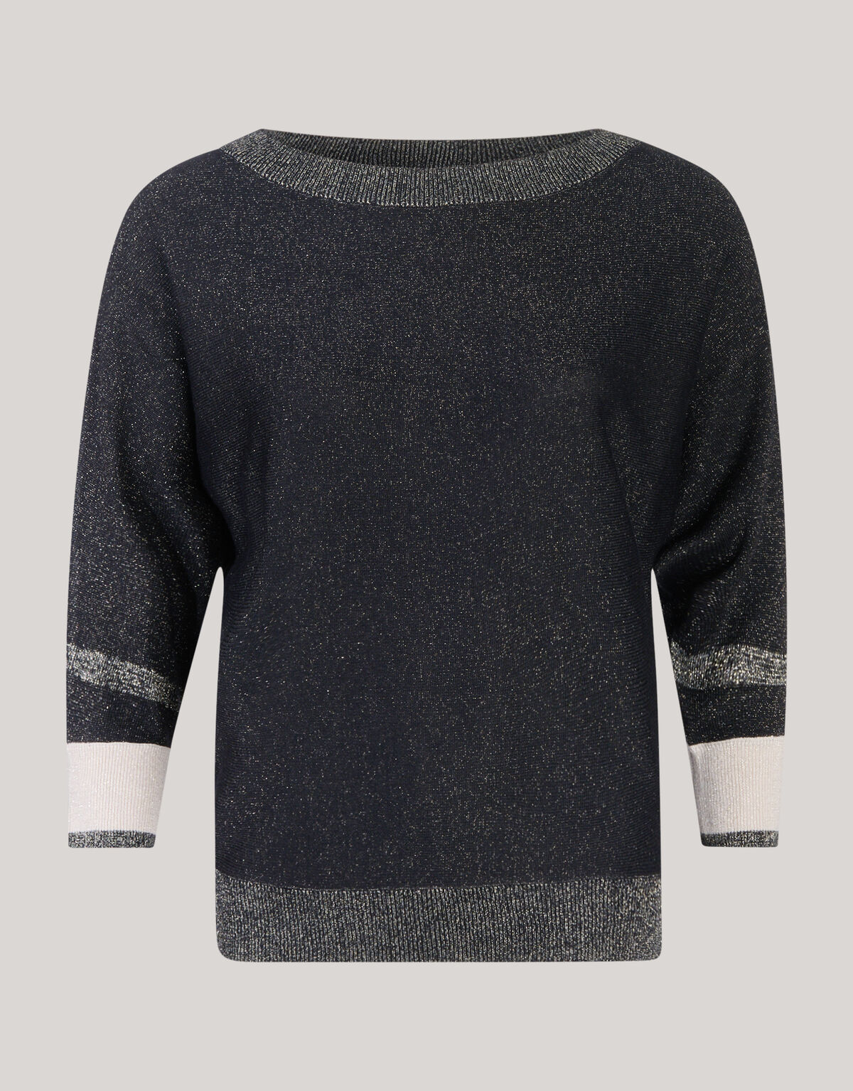 Colorblock Glitter Batwing Pullover Schwarz SHOEBY WOMEN