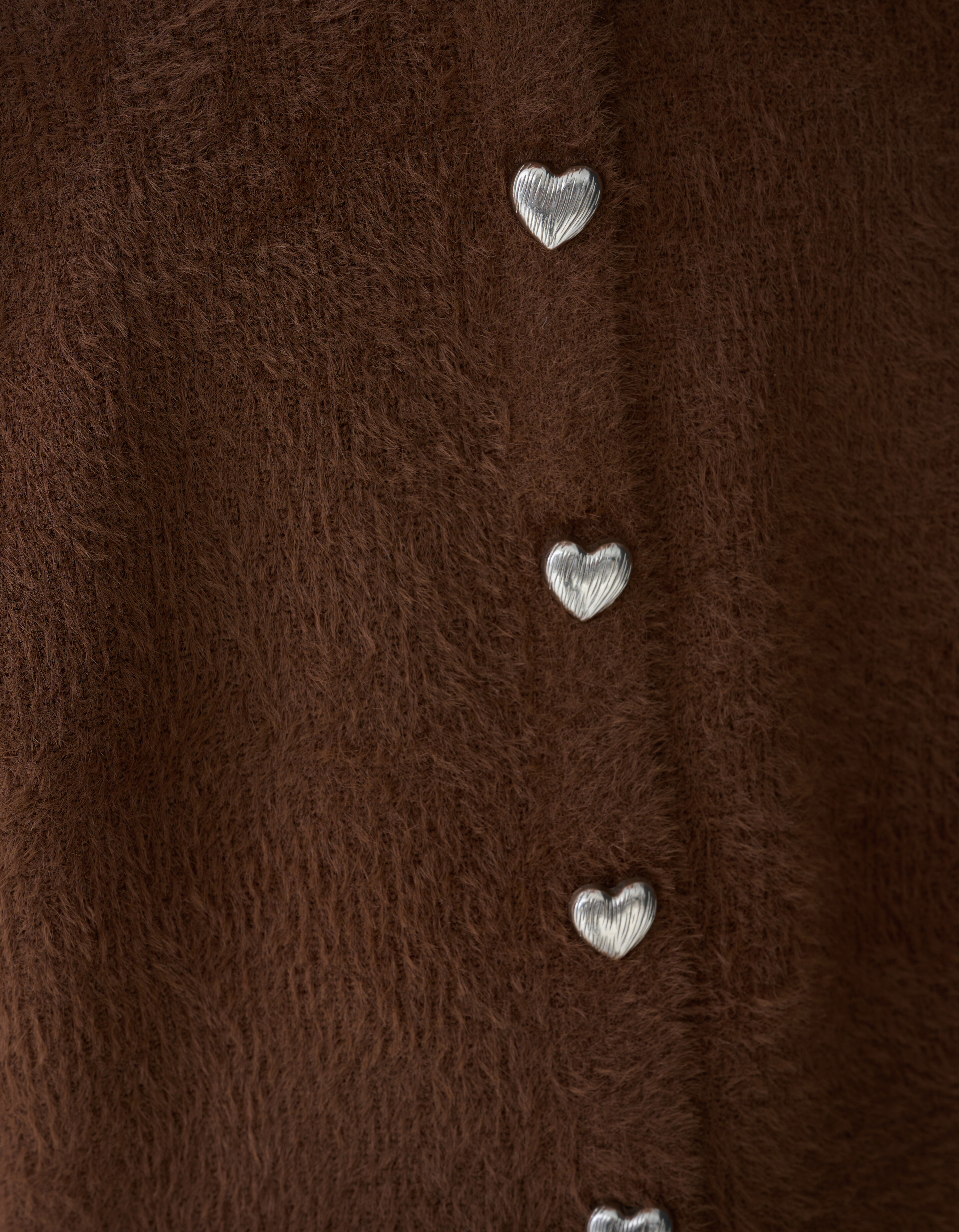 Flauschige Strickjacke mit Kn&ouml;pfen Braun SHOEBY GIRLS