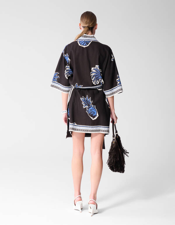 Palmendruck Kimono Kleid Braun SHOEBY WOMEN