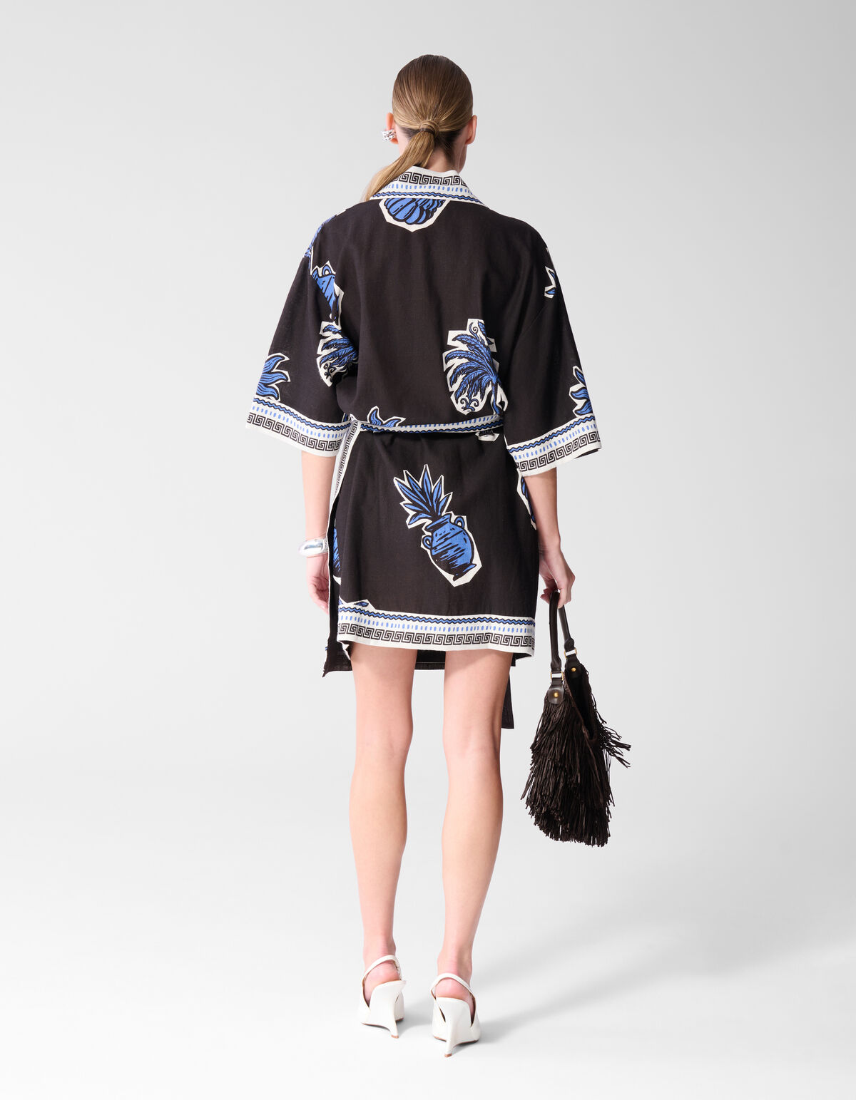 Palmendruck Kimono Kleid Braun SHOEBY WOMEN
