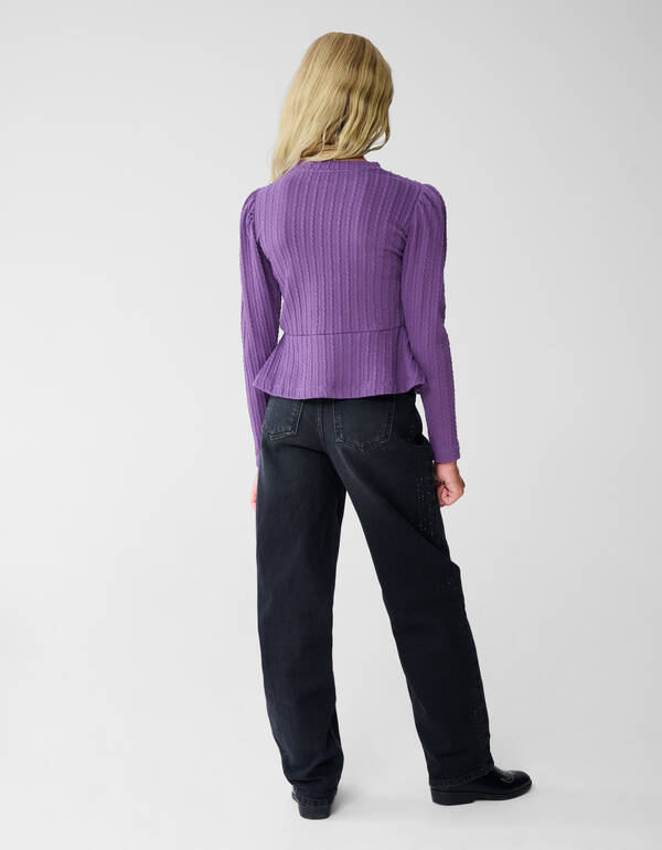 Peplum-Kabel-Langarmshirt Lila SHOEBY GIRLS