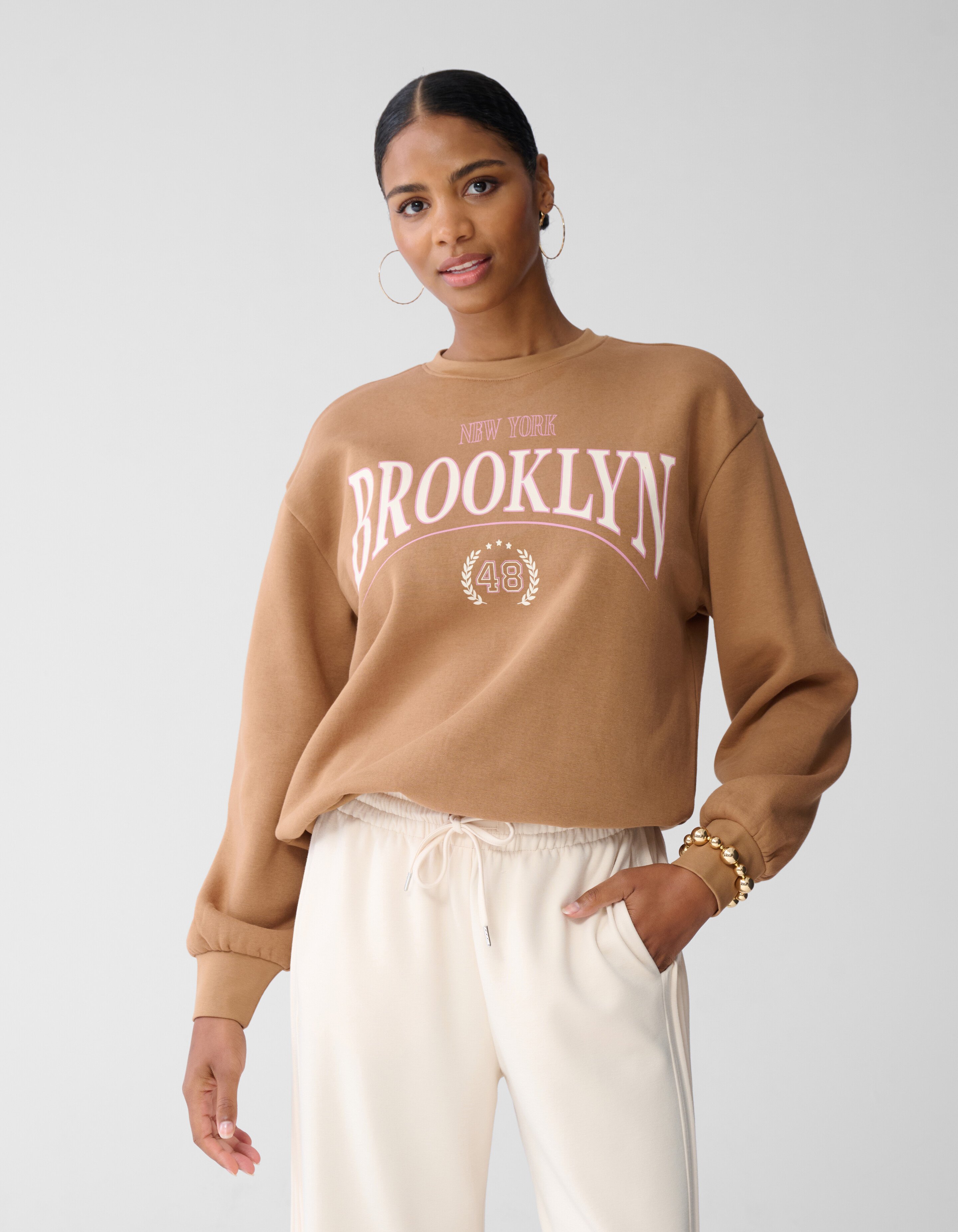 Oversized-College-Pullover Braun SHOEBY WOMEN
