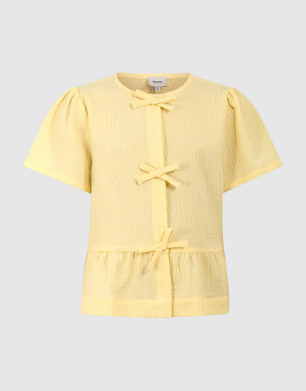 Schleifenstreifen-Bluse Hellgelb SHOEBY GIRLS