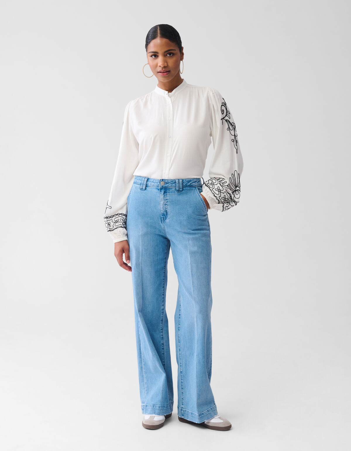 Cord-Stickerei Bluse Gebroken Wit By Fred SHOEBY WOMEN