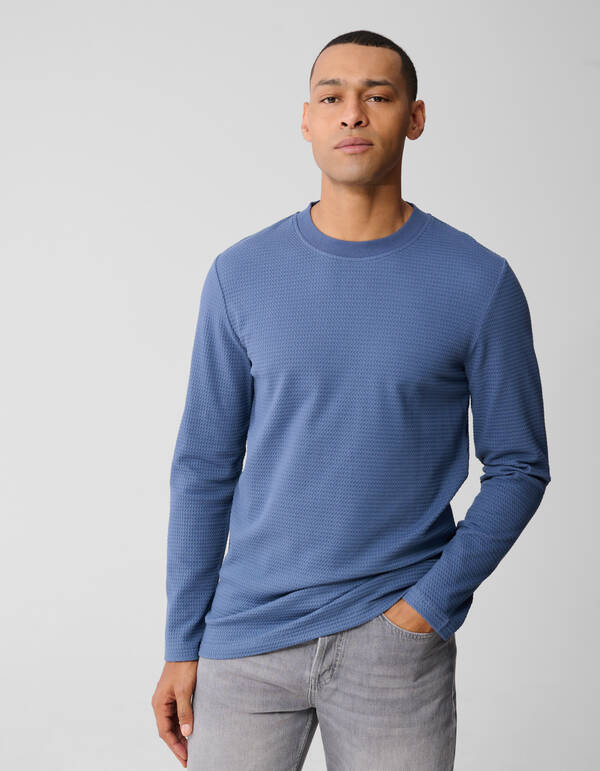 Structure Langarm-T-Shirt Blau SHOEBY MEN