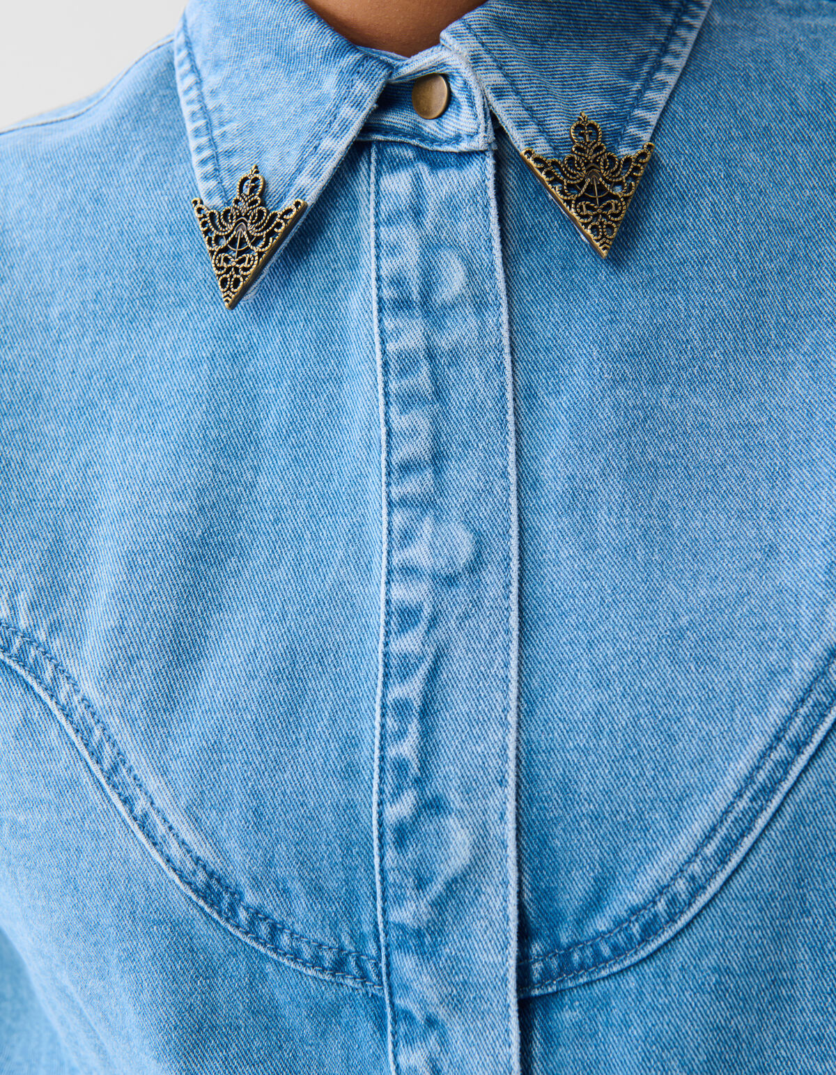 Übergroße Denim-Bluse Mediumstone von Fred SHOEBY WOMEN