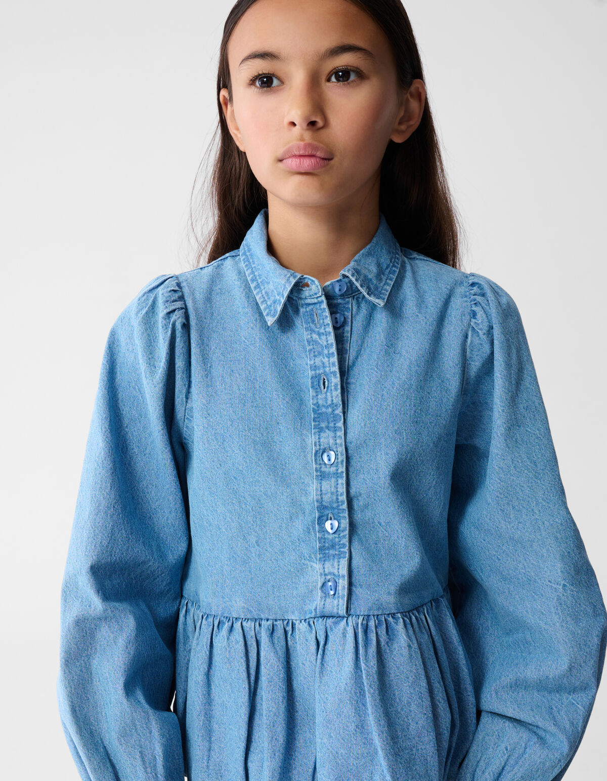 Denim Ballonfit Bluse Blau SHOEBY GIRLS