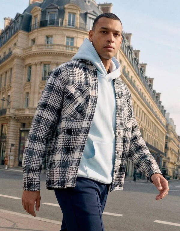 Bedrucktes kariertes Overshirt, blau SHOEBY MEN