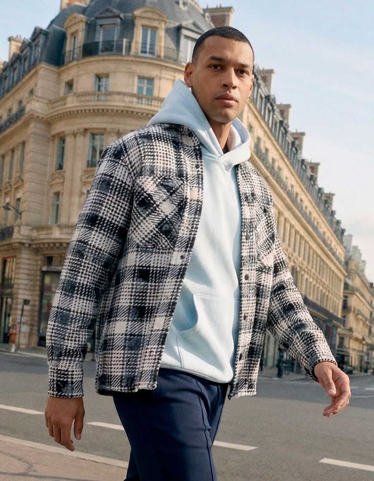 Bedrucktes kariertes Overshirt, blau SHOEBY MEN