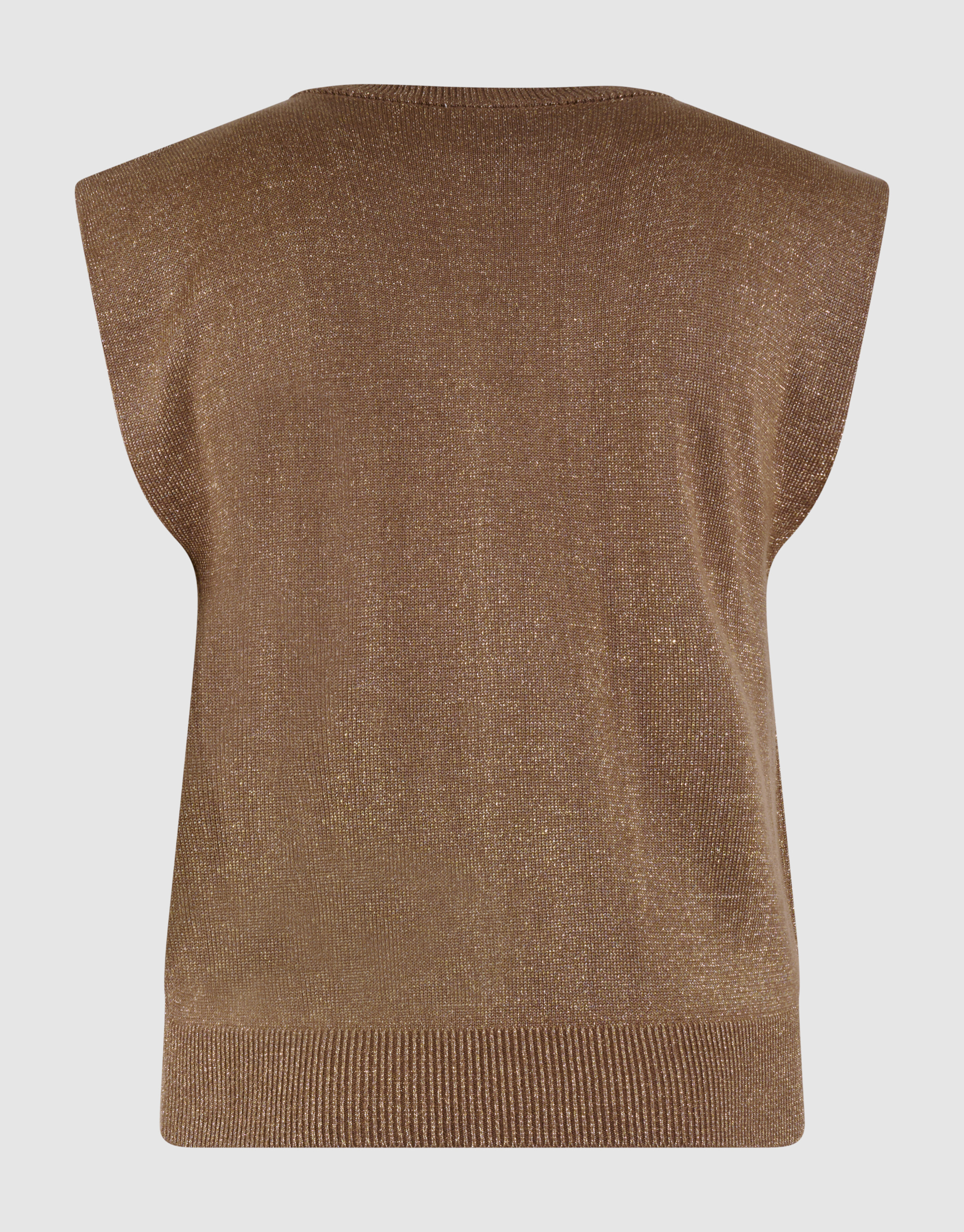 Glitzer-V-Ausschnitt-Top Braun SHOEBY WOMEN