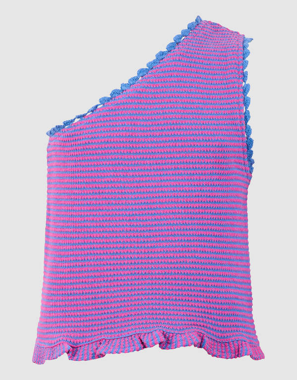 Gestricktes One-Shoulder-Top Rosa/Blau SHOEBY GIRLS