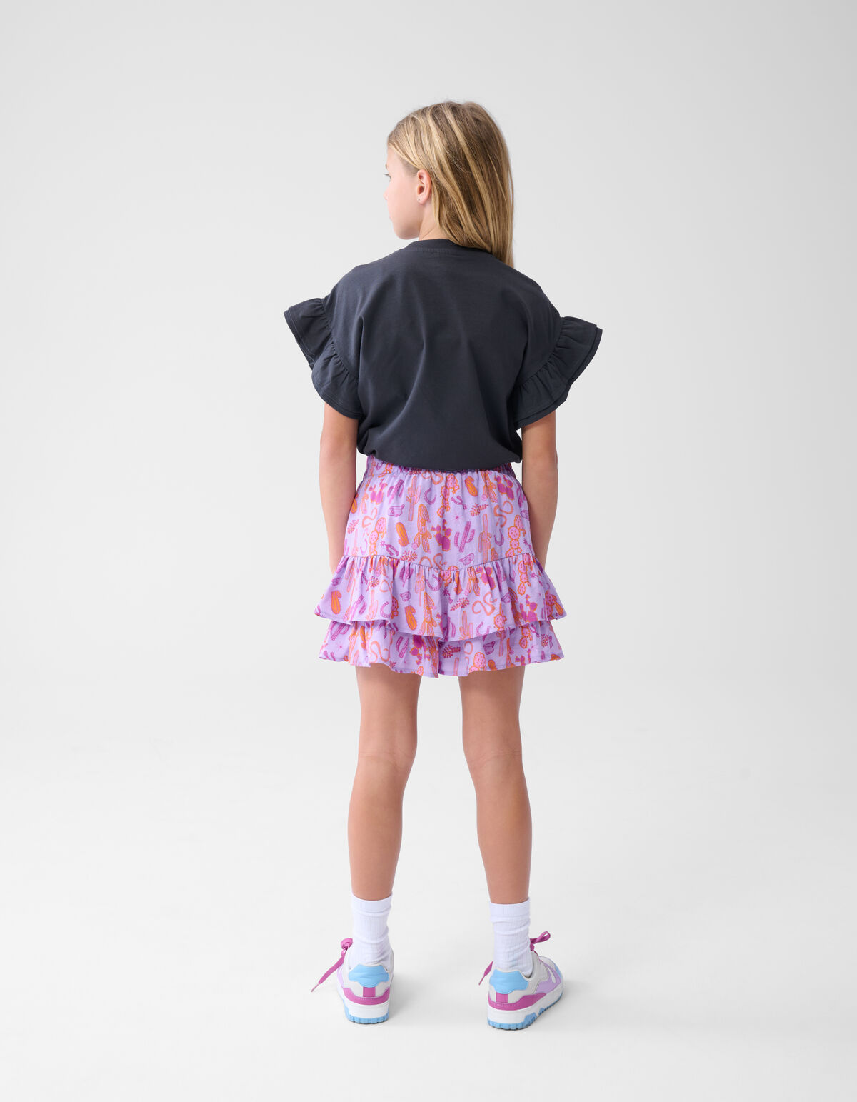 Rüschen-T-Shirt Dunkelgrau SHOEBY GIRLS