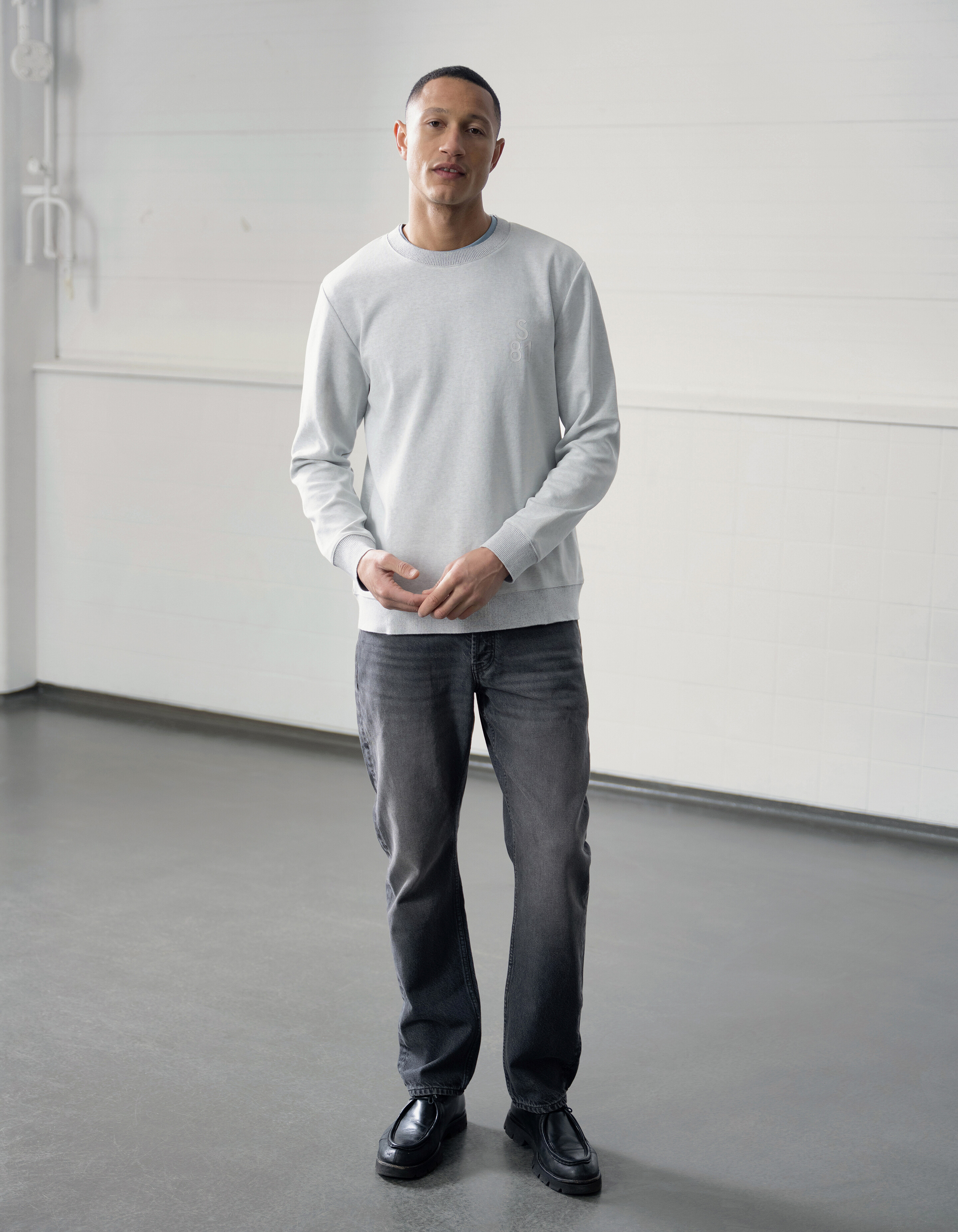 Moderne Straight Fit Jeans Waschung Schwarz L32 SHOEBY MEN