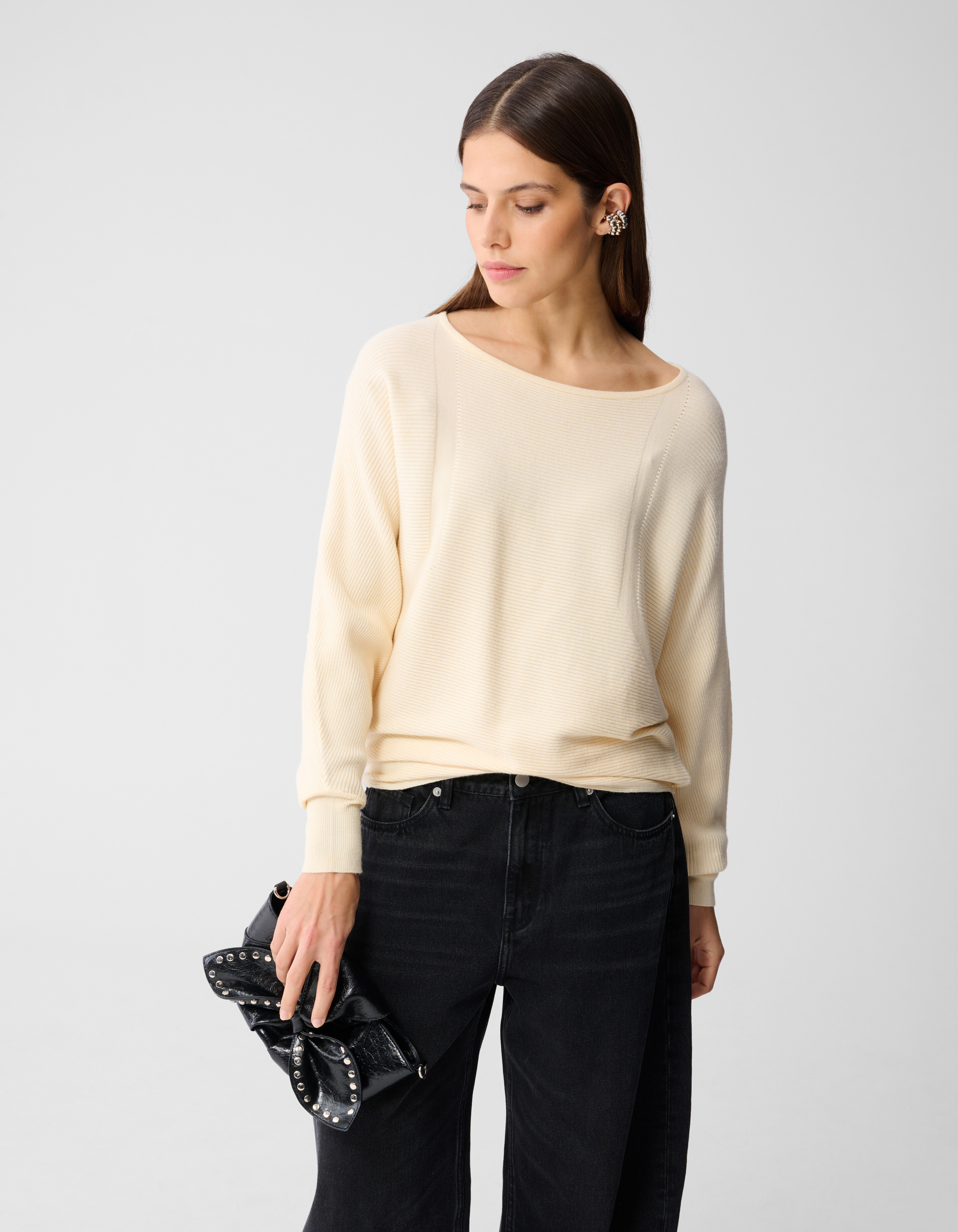 &Uuml;bergro&szlig;er Pullover Off White SHOEBY WOMEN