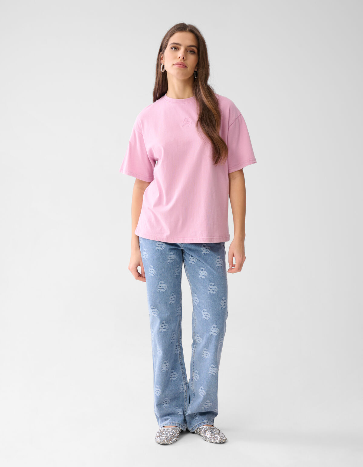 Gewaschenes Logo-T-Shirt Hellrosa SHOEBY WOMEN