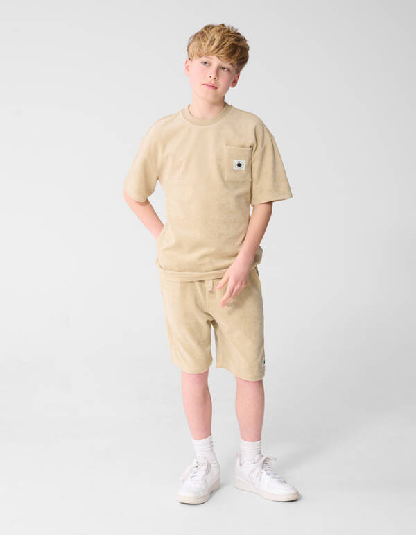 Frottee Relaxed Fit Shorts Beige SHOEBY BOYS